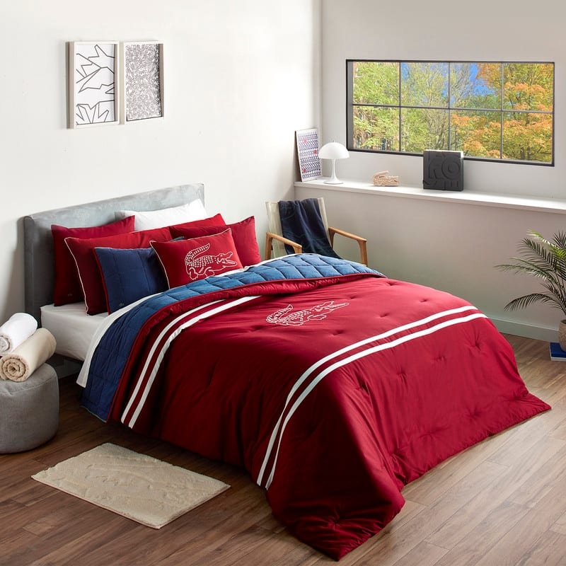 Lacoste Embroidered Big Croc 3-Piece Cotton Comforter Set