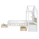 preview thumbnail 15 of 16, Twin Size House Bed with Upholstered Sofa Charging Station Wireless Charging Shelves and Two Drawers, Gray