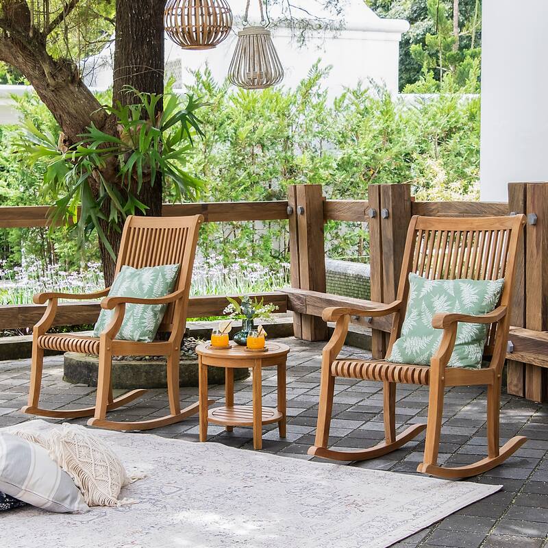 Cambridge Casual Chara 3-piece Teak Outdoor Rocking Chair Chat Set