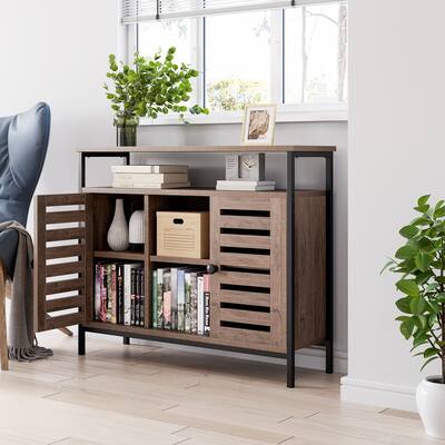 Buffet Storage Cabinet with 2 Doors and Open Shelves