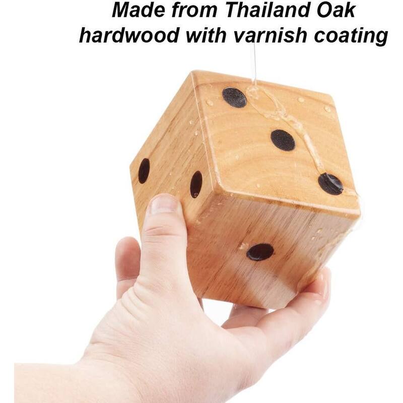 GSE™ 3.5" Rubber Hardwood Giant Yard Dice Set with Bucket and Yardzee & Farkle Scorecard - Giant Dice Set
