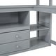 preview thumbnail 17 of 43, Multifunction Wood High Loftbed Frame with L-Shaped Desk, Shelves & 2 Built-in Drawers for Kids Teens Bedroom