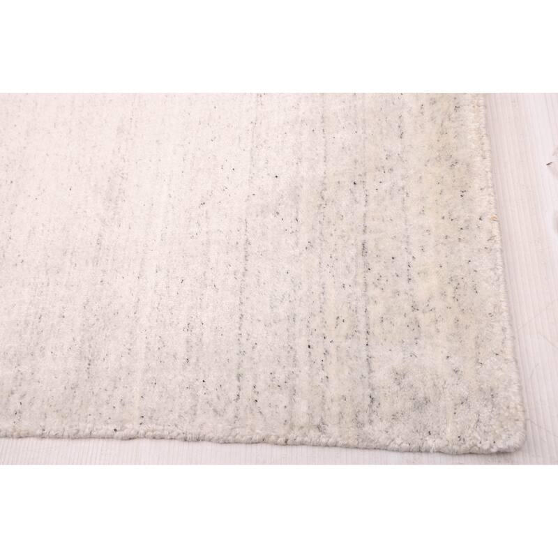 ECARPETGALLERY Hand Loomed Ananda Light Grey Viscose, Wool Rug - 9'0 x 12'0