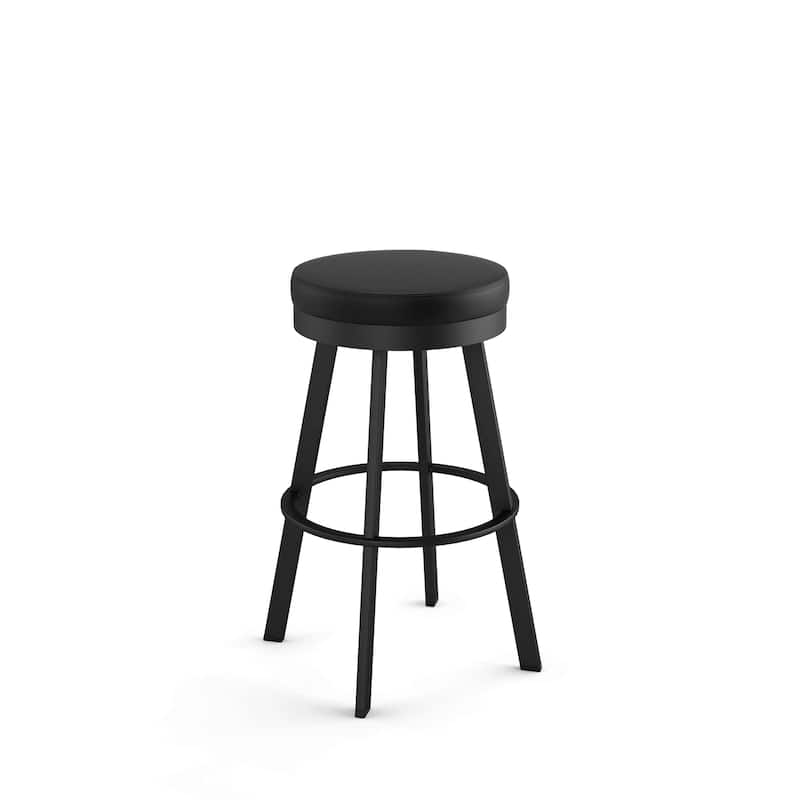 Amisco Swice Swivel Counter Stool with Metal Legs - Black Faux Leather / Black Metal