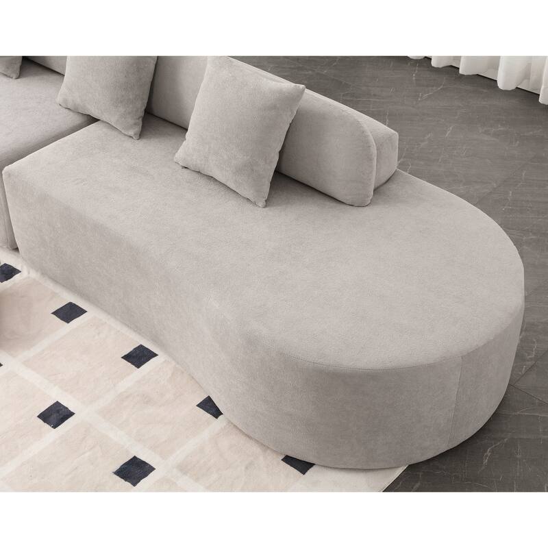 Curved Combination Sofa Set, Terrycloth Fabric, Cloud Comfort, 3 Pillows Included