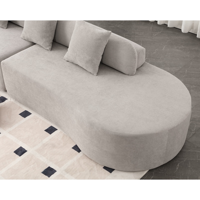 Modern Curved Combination Sofa, Terrycloth Fabric Sofa, Minimalist Sofa
