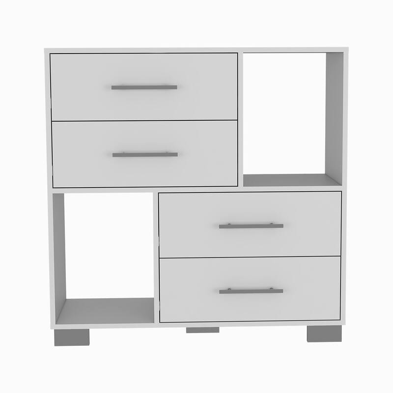 Dresser, Two Open Shelves, Four Drawers -Black