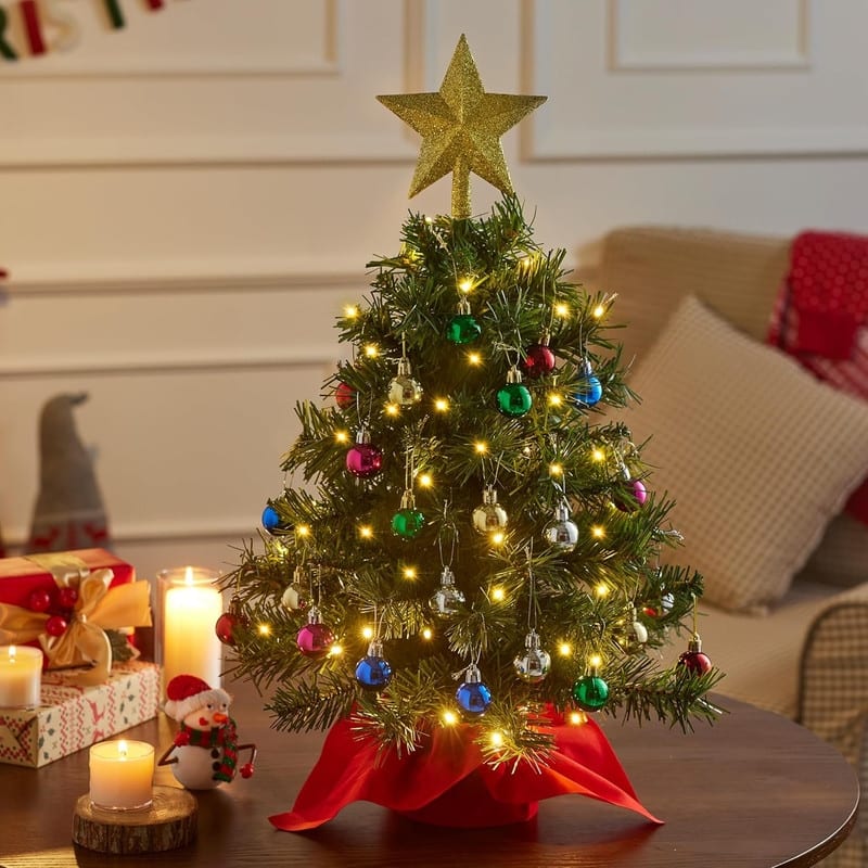 Joyfy 2-ft Mini Christmas Tree with White LED Lights - Multicolor