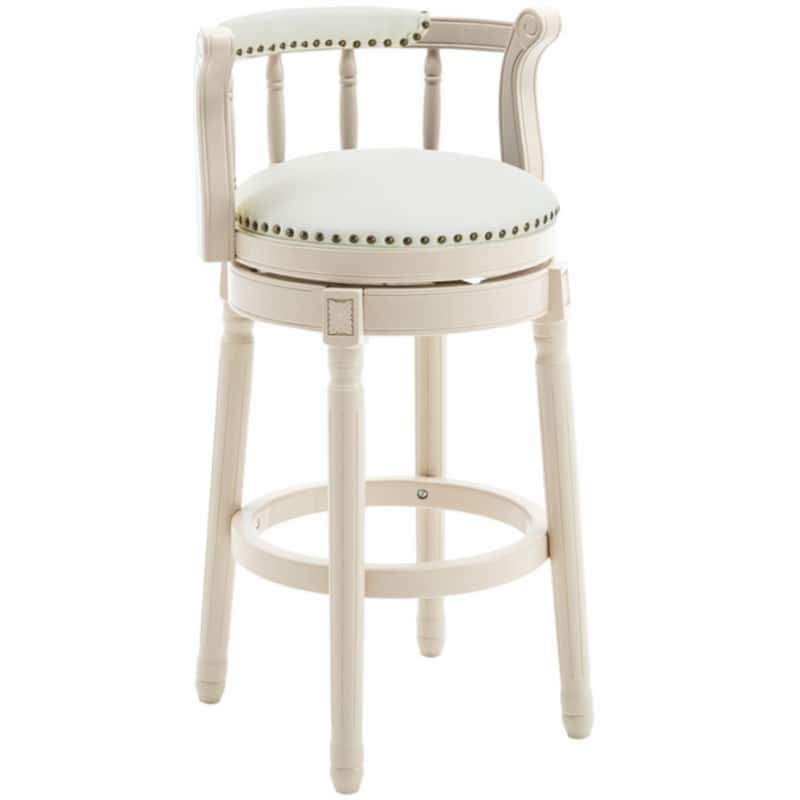 Bar Stools Seat Height 29.5'' Leather Wooden Bar Stools(1pc) - Beige