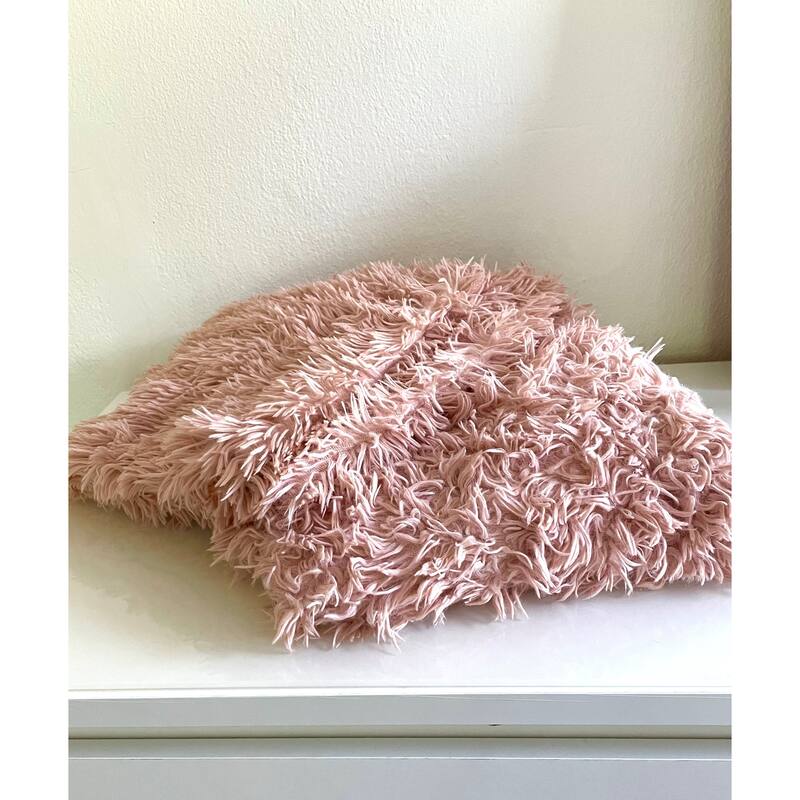 Laurel & Mayfair Pink Shaggy Faux Fur Throw, 50x60"