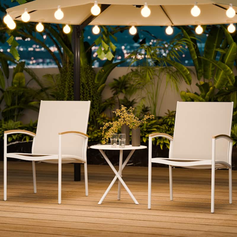 Futzca 3-Piece Patio Bistro Sets, Two Chairs with Coffee Table