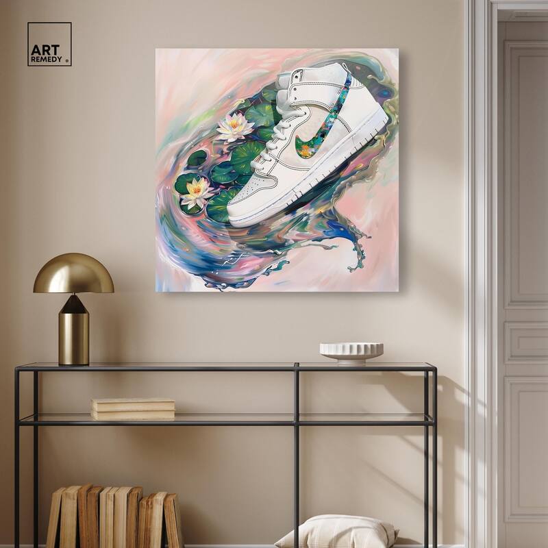 Lilypads Sneaker Splash Canvas by Art Remedy, Gallery Wrapped