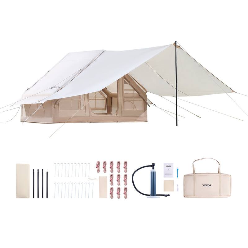 Inflatable Tent for Camping 4-6 Person Glamping Tent with Pump Easy Set up - Multi