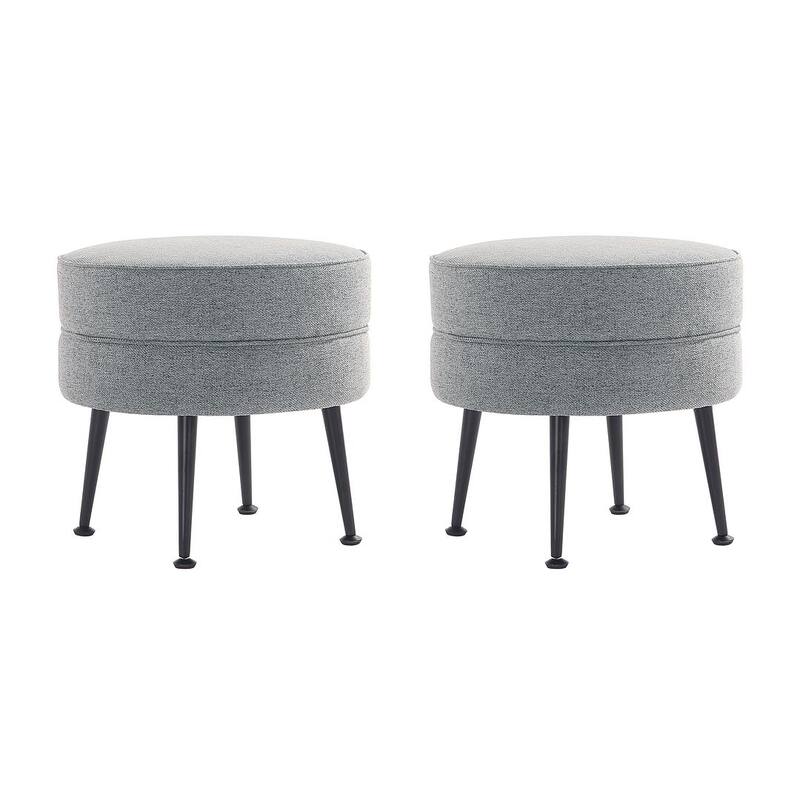 Manhattan Comfort Bailey Mid Century Modern Woven Upholstered Round Ottoman