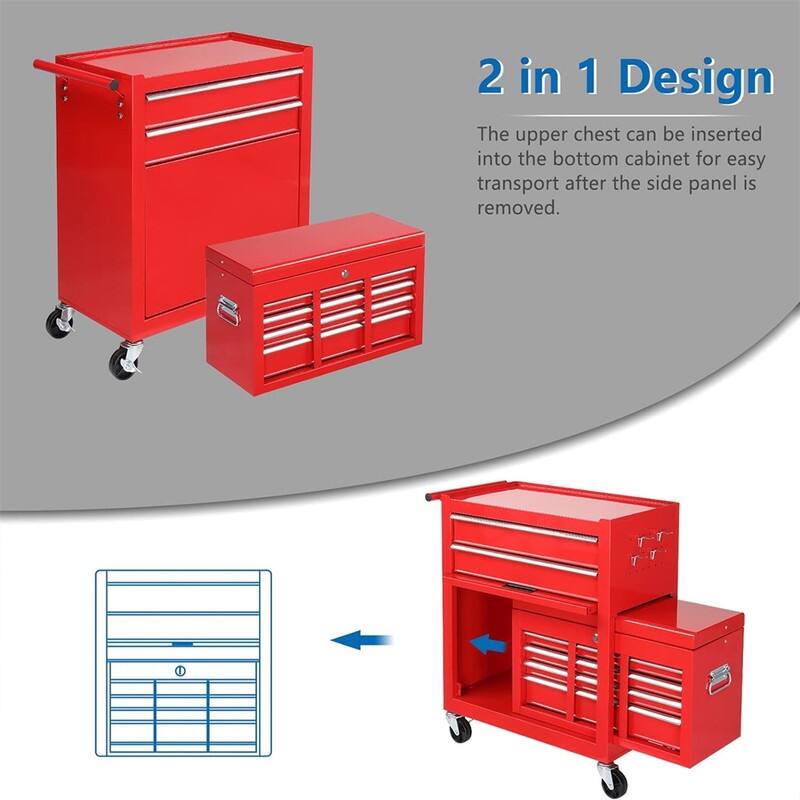 Rolling Tool Chest with Wheels Garage Storage Cabinet Tool Box - 13"D x 26.8"W x 42.1"H