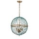preview thumbnail 3 of 4, SAFAVIEH Lighting Lalita Blue Cage LED 4-light Adjustable Chandelier - 17.75" x 17.75" x 26-98"