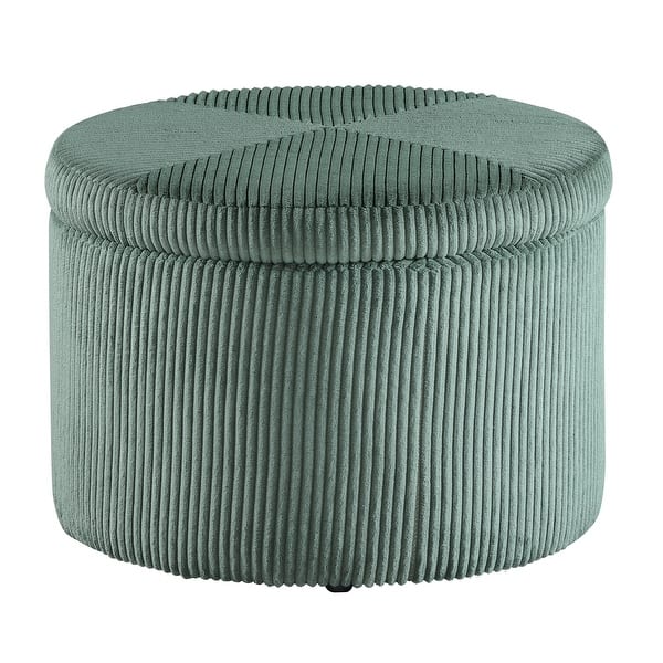 slide 2 of 7, Convenience Concepts Designs4Comfort Round Corduroy Shoe Storage Ottoman with Reversible Tray Lid Sage Green