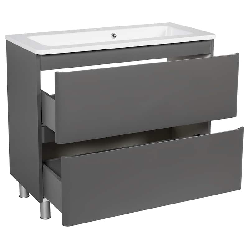 Modern Free Standing Bathroom Vanity with Washbasin | Comfort Collection mirror Omega R-line 32" included