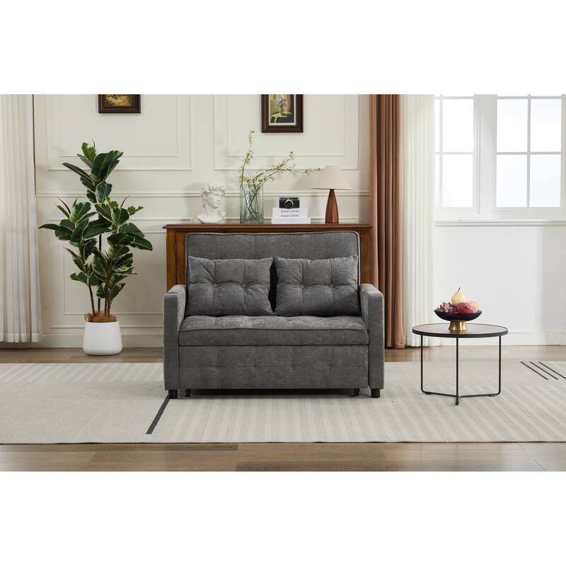 Pull-Out Sofa Bed Daybed, Lounge Chaise Loveseat with Adjustable Backrest, Convertible Sleeper Sofa with USB Charging