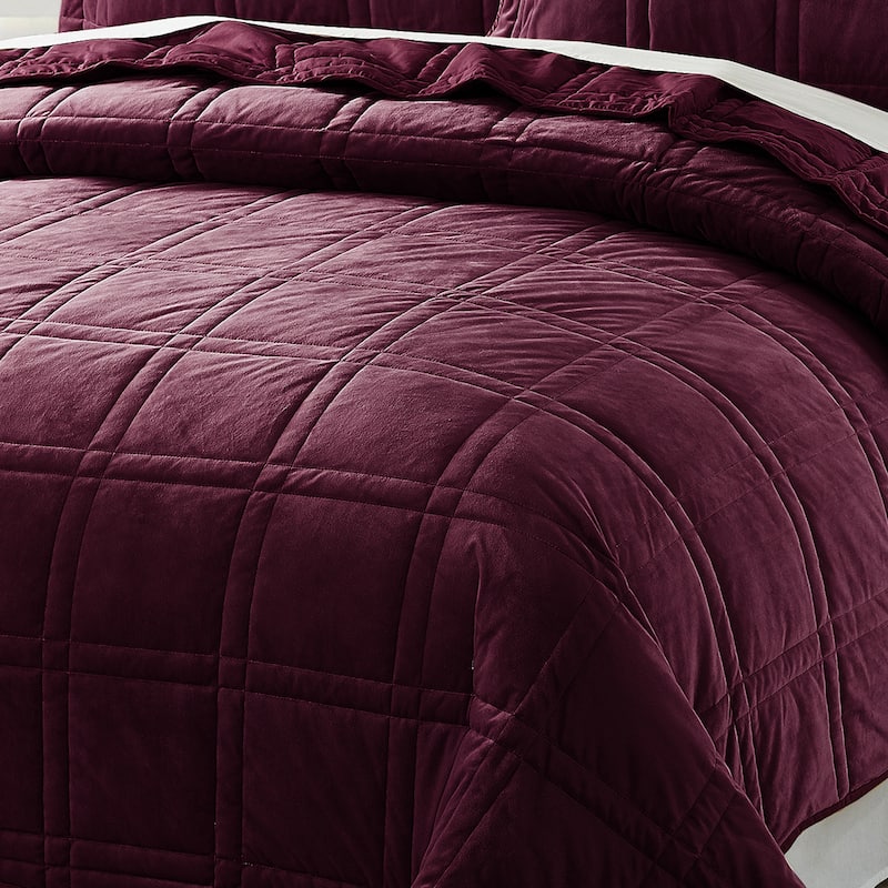 Home Soft Things 3 Piece Box Quilted Micromink Bedspread 102" x 90"