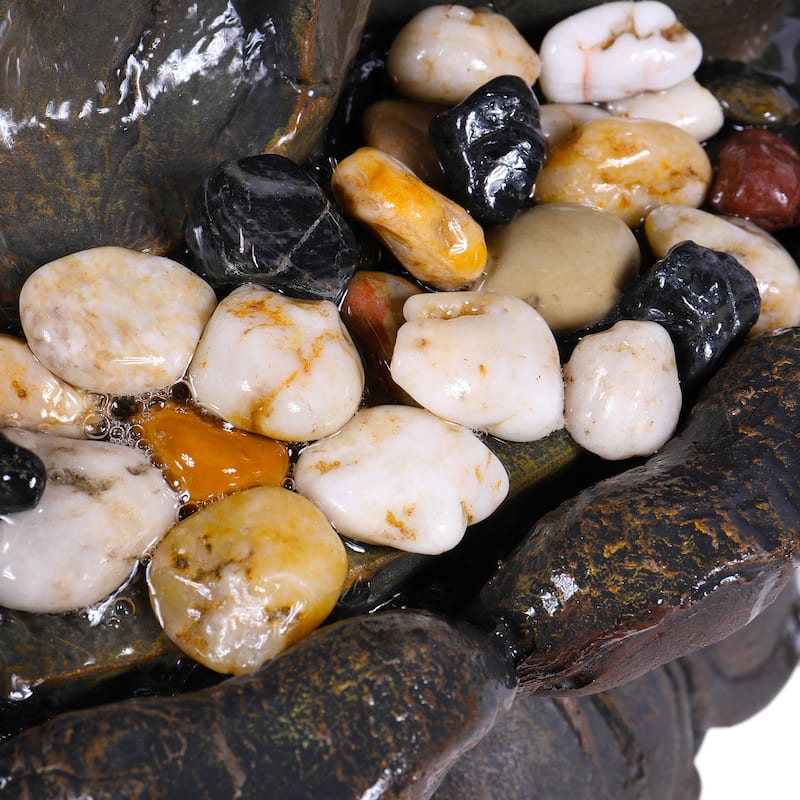 Alpine Corporation GEM122 33" Bronze Outdoor Meditating Buddha Water Fountain with LED Lights