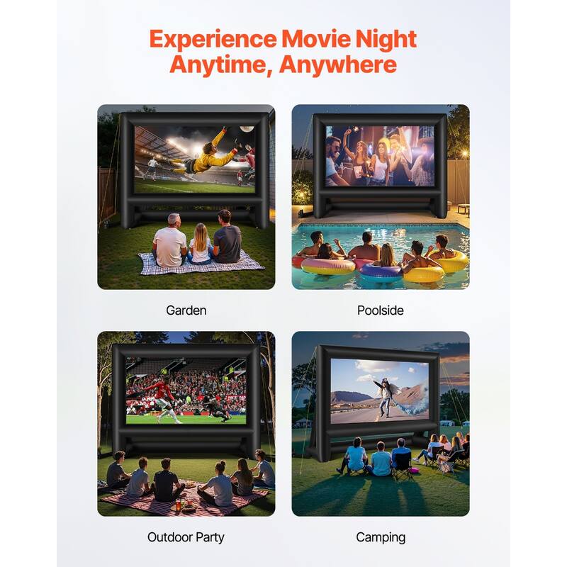 Inflatable Movie Screen, Inflatable Projector Screen with Portable Storage Bag, 16:9 Easy Set Up Movie Projection for