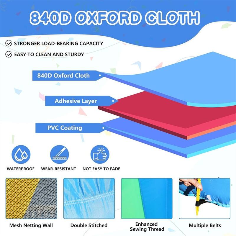 11-In-1 Inflatable Bounce House With Water Slide, Kiosk Theme Water Park For Kids Backyard, 750W Blower Included - N/A