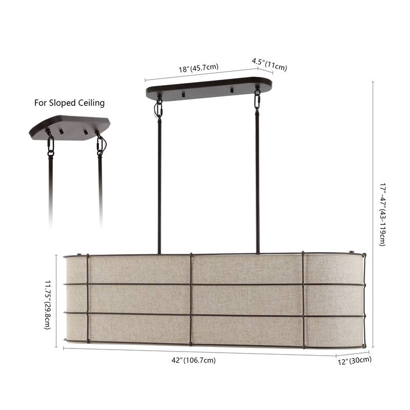 Oakley 42" 4-Light Rustic Farmhouse Iron Linear LED Pendant, Oil Rubbed Bronze by JONATHAN Y - 4 Light