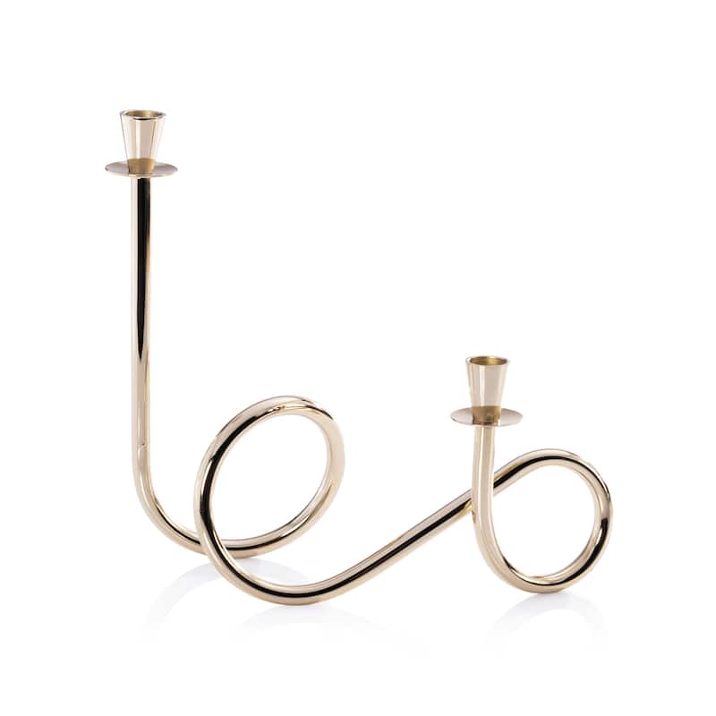 Breda 2-Tier Brass Candle Holder - Gold