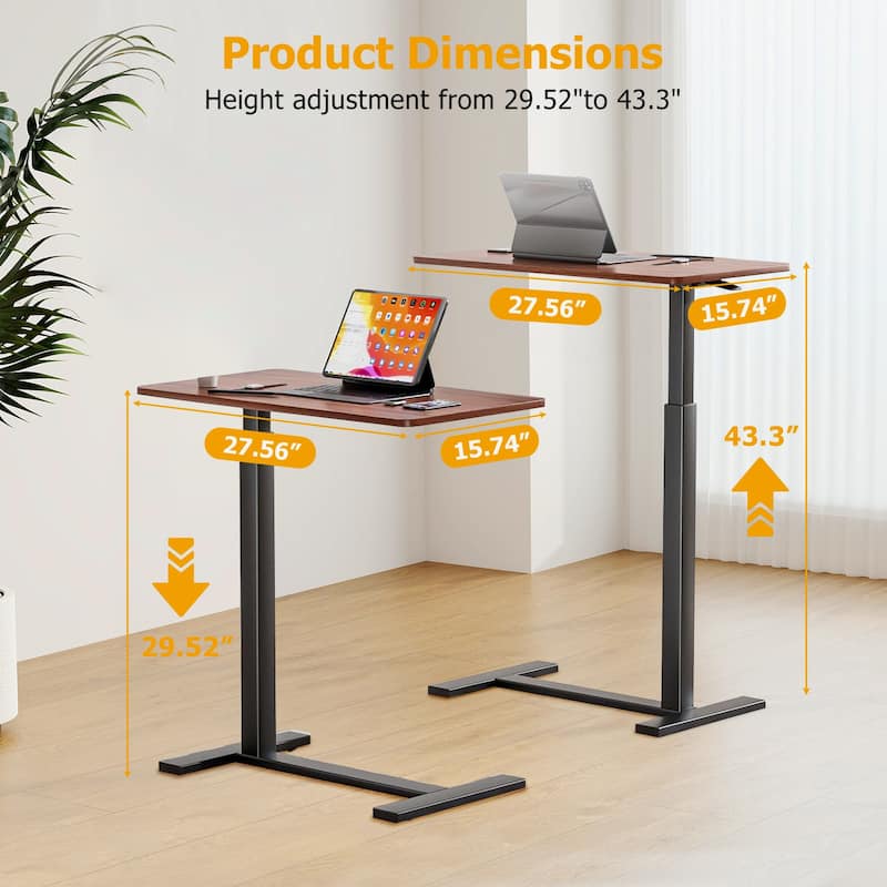 Overbed Bedside Table With Wheels, Adjustable Hospital & Home Use Bed Table, Rolling Laptop Table, Mobile Standing Desk