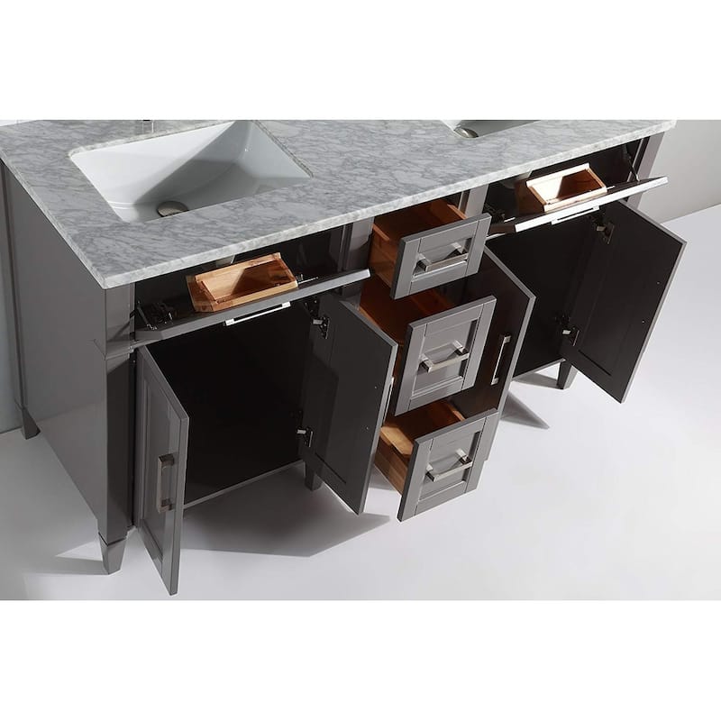 Vanity Art 60 in. Modern Double Sink Bathroom Vanity with Top and Mirror