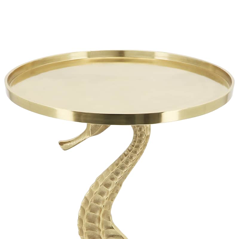Sagebrook Home Artistic Metal and Glass Accent Table with Sculptural Aluminum Seahorse Base - 15" x 15" x 25"