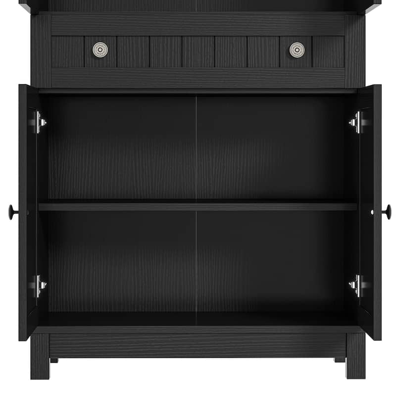 71 Inch Tall Farmhouse Arched Pantry Cabinet with Large Drawers and Adjustable Shelves for Kitchen Storage Organization