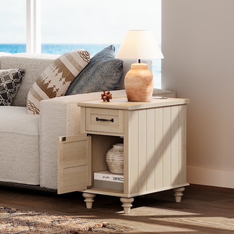 Nightstand End Table With Charging Station for Living Room Bedroom