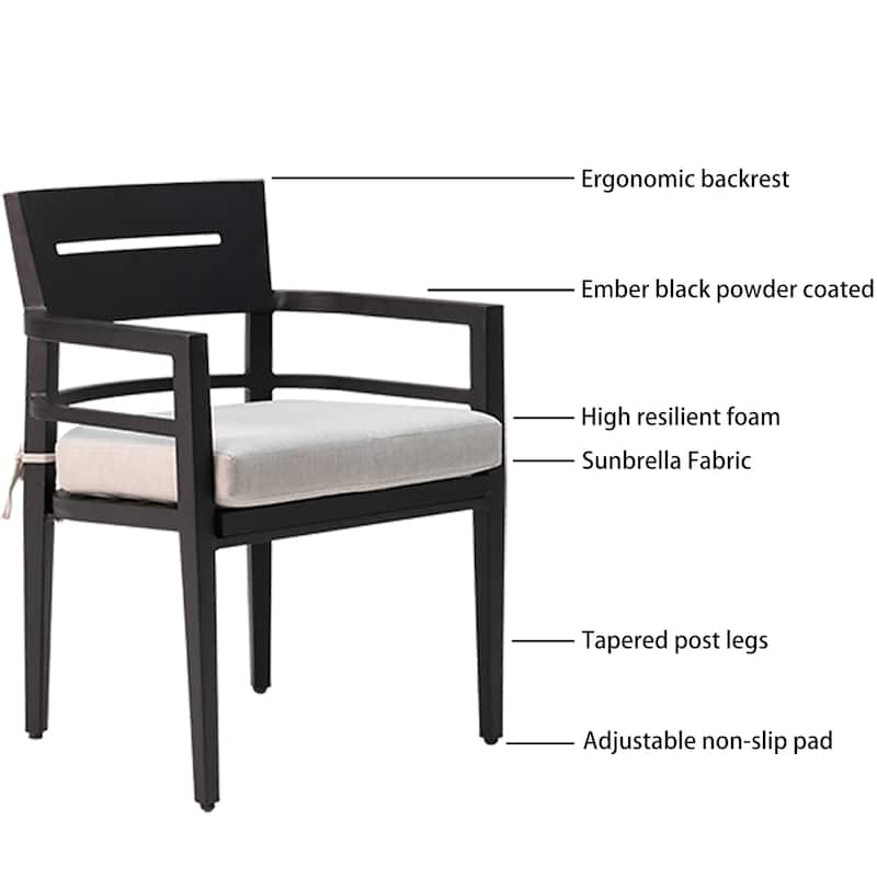 Roomfitters 5-Piece Outdoor Patio Aluminum Furniture, Modern Dining Set