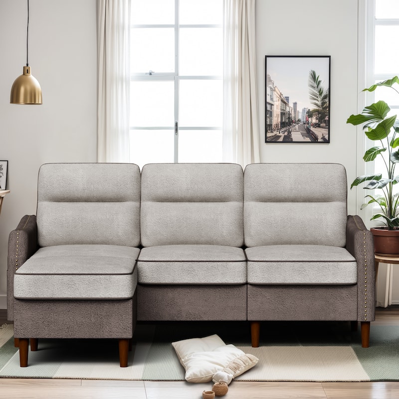 Futzca 78” L Shaped Sofa Couch with Ottoman and Side Storage Bag