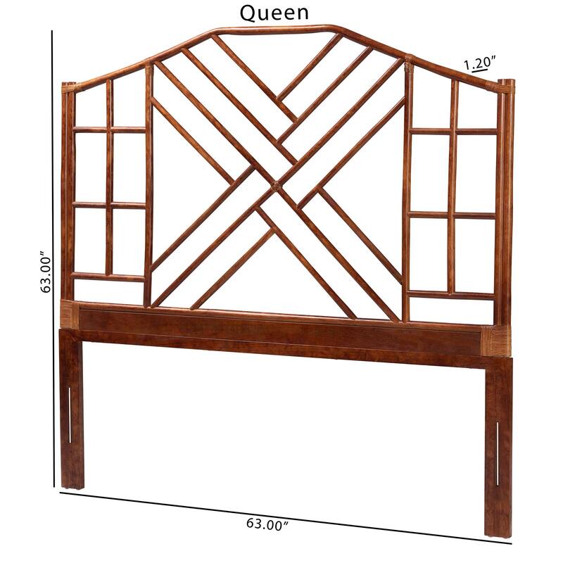 Kachiri Marbled Tortoise Natural Rattan Headboard - Handcrafted Coastal Boho Style Bedroom Backdrop