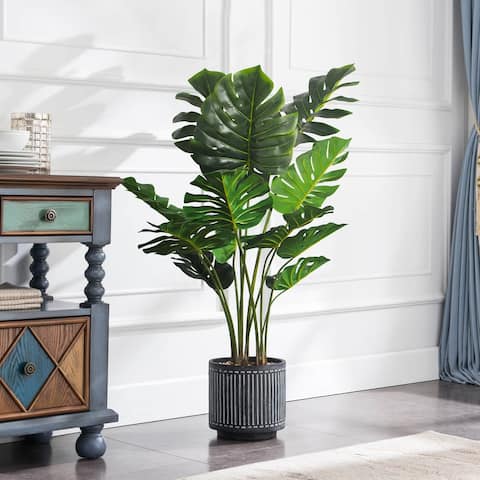 Philodendron Artificial Plant Tree In Round Pot