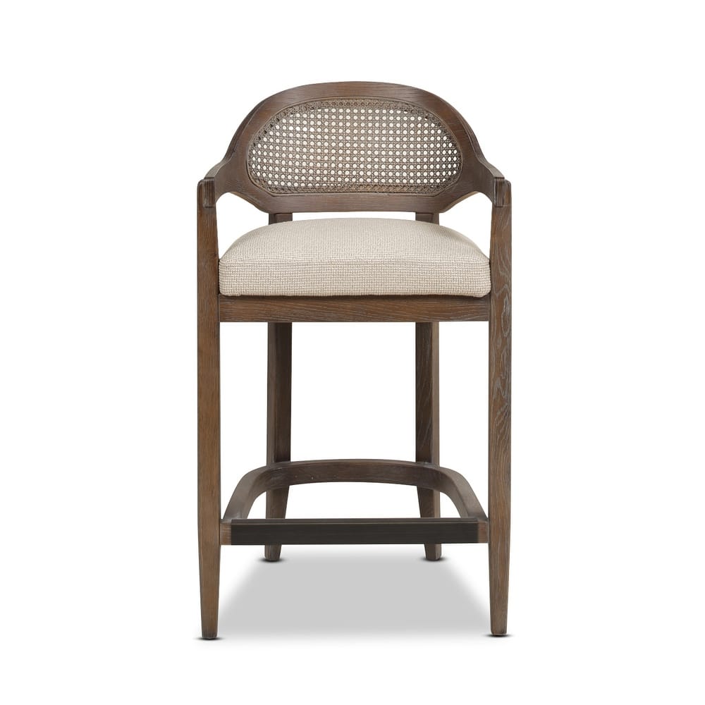 Americana Modern Cane Back Bar Stool - Counter or Bar Height - 26 or 30 Inch - Solid Oak Wood Frame - No Assembly Required