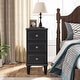 preview thumbnail 28 of 26, Fully Assembled Narrow End Table, Solid Wood Side Table with 3 Drawers, Vintage Nightstand Slim Bedside Table for Small Spaces