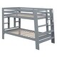 preview thumbnail 7 of 6, Grey Twin Over Twin Bunk Bed with Ladder, Storage Shelves, Pine Frame