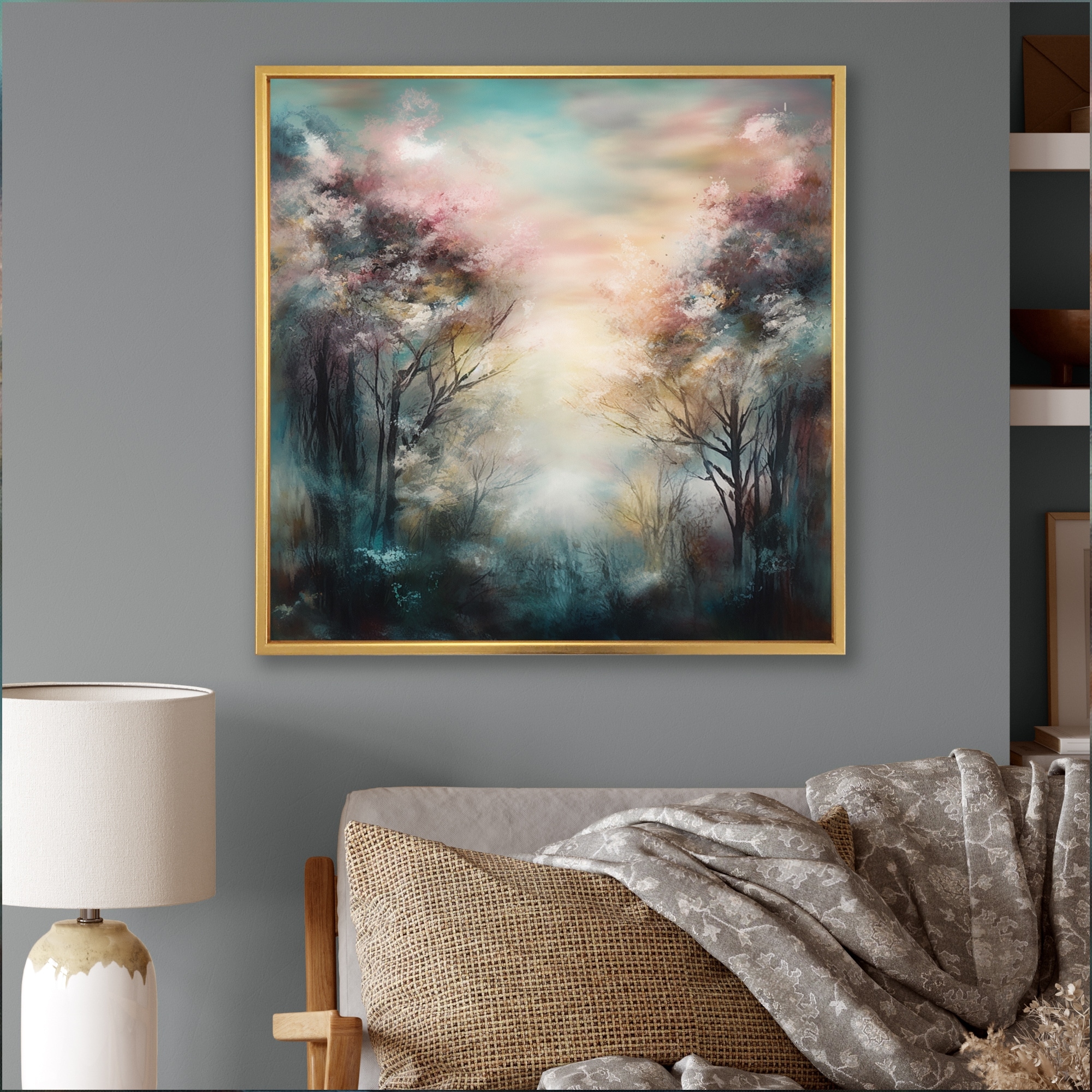 Designart "Whimsical Trees Ii" Tree Floral Framed Canvas Prints
