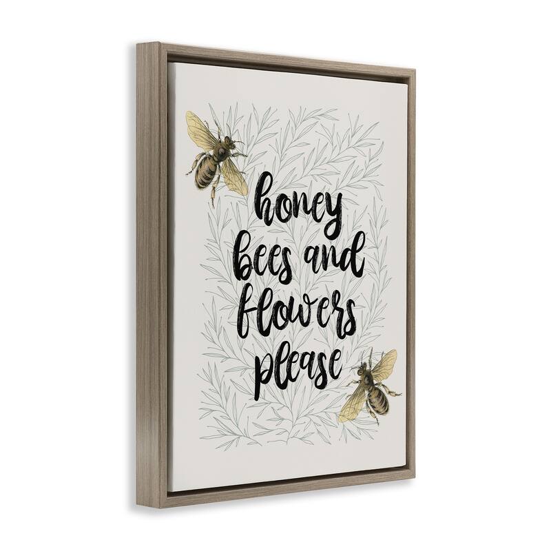 Stupell Honey Bees & Flowers Please Framed Floater Canvas Wall Art Design By Lil' Rue