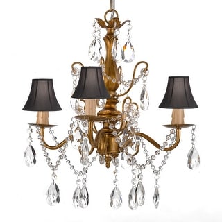 Wrought Iron and Crystal 4 Light Gold Chandelier H14 X W15 Pendant Lighting