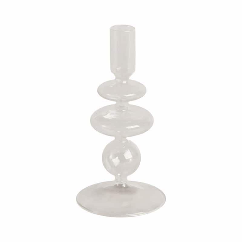 Modern Bubble Glass Candle Holder with Rounded Accent Base