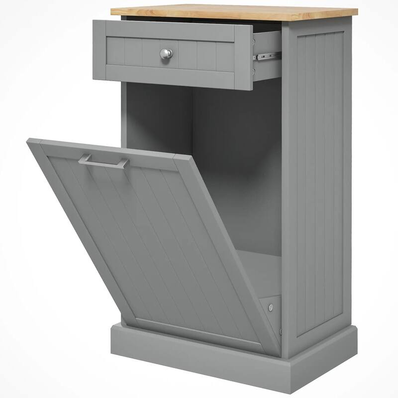 Kitchen Tilt Out Trash Bin Cabinet Free Standing Recycling Trash