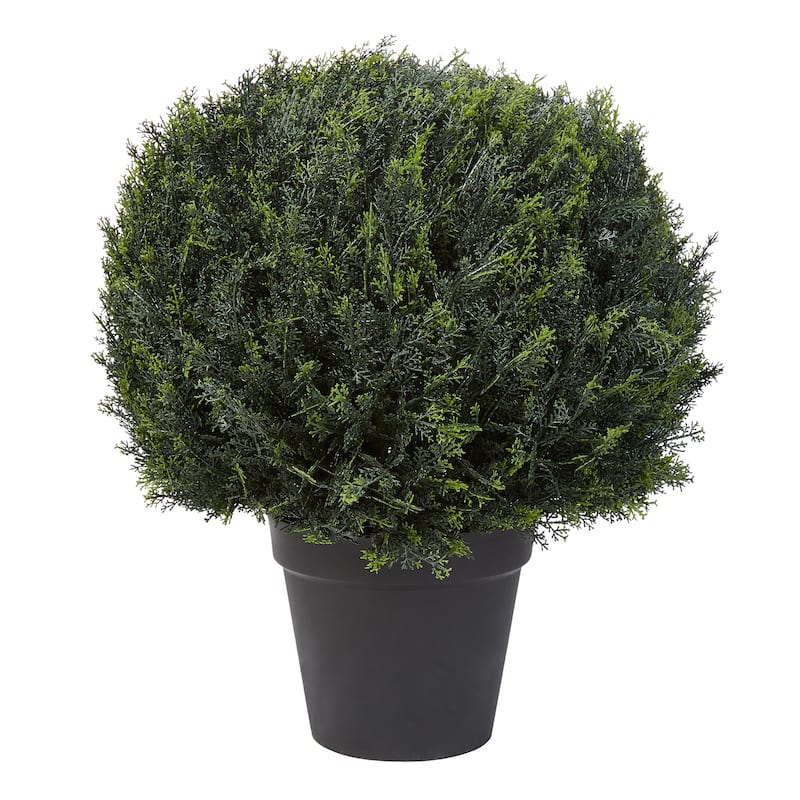 23-Inch Artificial Cypress Topiary-Ball Style Faux Plant in Sturdy Pot