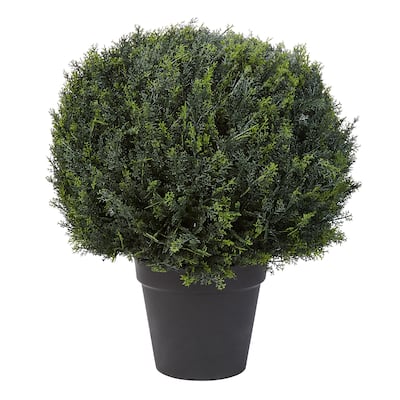 23-Inch Artificial Cypress Topiary-Ball Style Faux Plant in Sturdy Pot