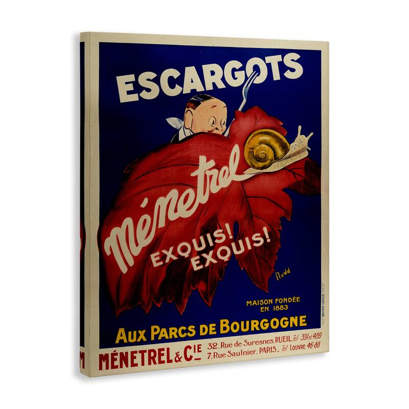 Stupell Vintage Escargots Advertisement Canvas Wall Art Design By Marcus Jules