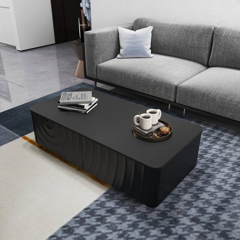 47" Rectangle Coffee Table With Storage Classic Square Spiral Grain Coffee Tables For Living Room Coffee Table With 2 Drawers
